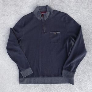 Ted Baker London Sweater Men 6 Gray 1/4 Zip Pullover Mock Neck Pocket Sweatshirt
